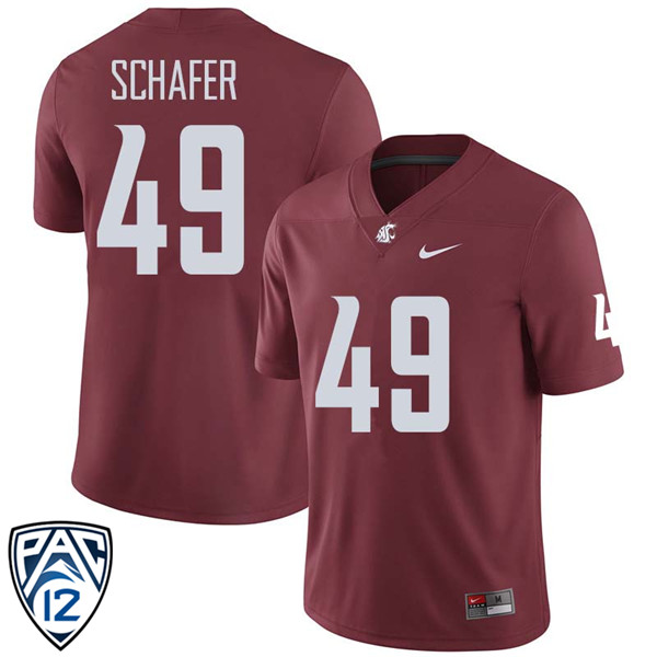 Men #49 Brett Schafer Washington State Cougars College Football Jerseys Sale-Crimson